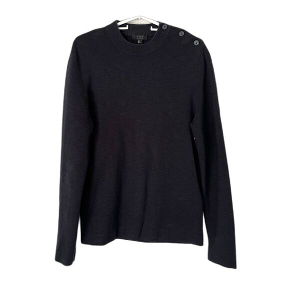 COS Black 100% Cotton Pullover Sweater Top  Mens Size Small - Picture 1 of 9